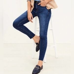 LOFT NEW Women's 12/31 High Rise Modern Skinny Raw Hem Slit Dark Wash Denim Jean